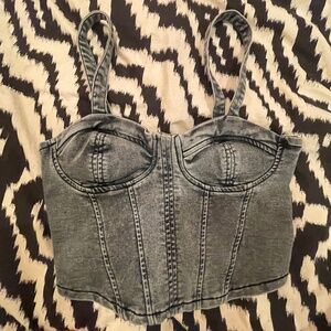 Cute Grey Corset Crop Top